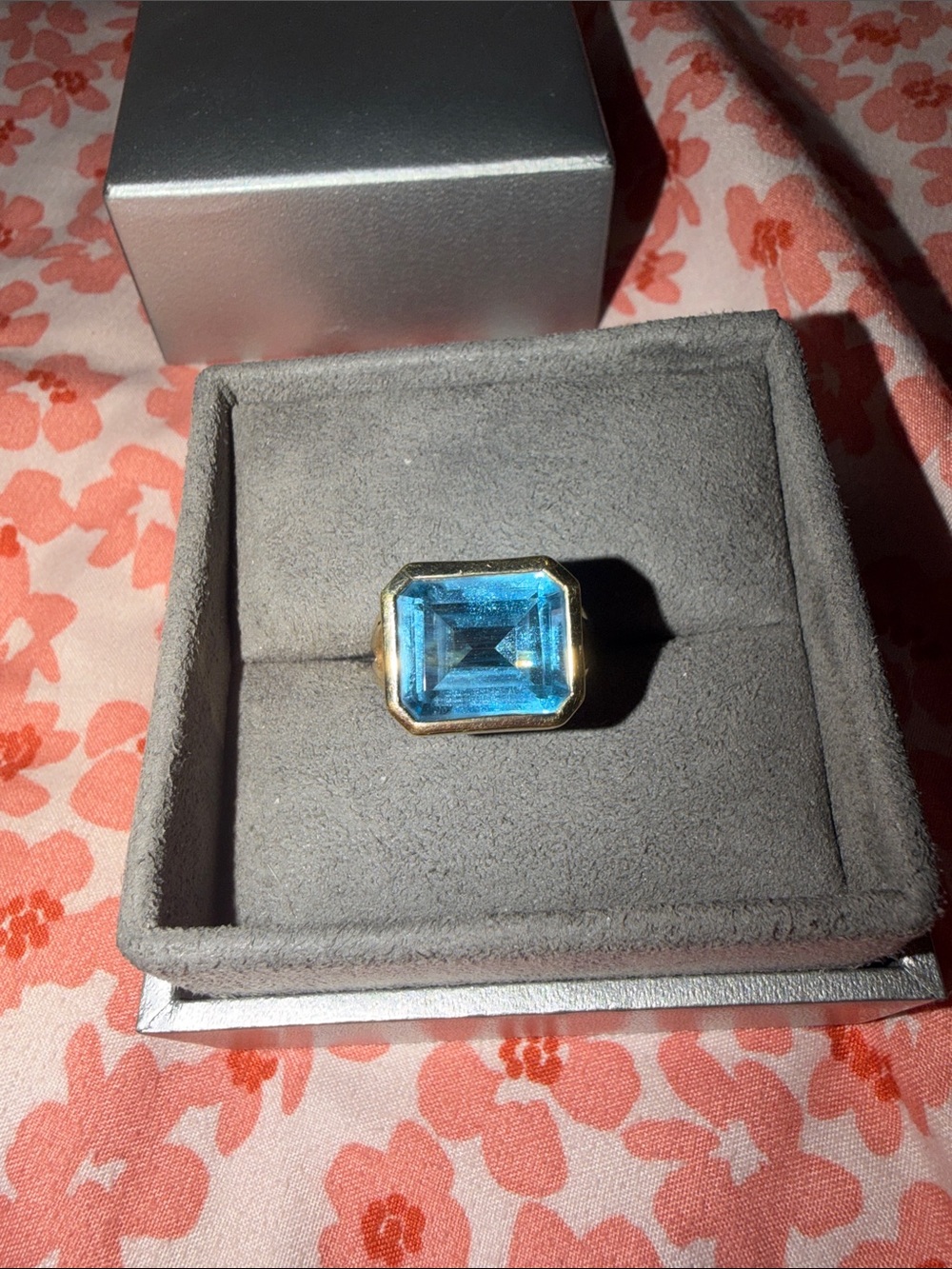 Effy Gold Ring with Blue Emerald-Cut Gemstone
